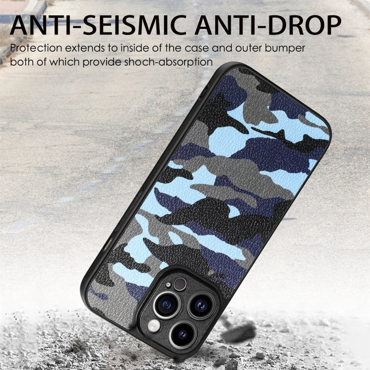For iPhone 14 Pro Max Camouflage Leather Back Cover Phone Case