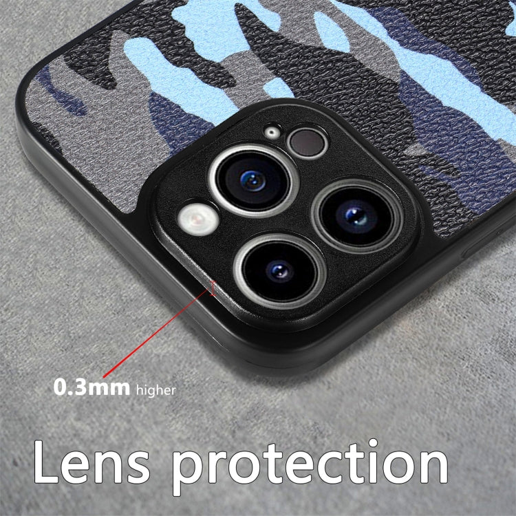 For iPhone 14 Pro Max Camouflage Leather Back Cover Phone Case