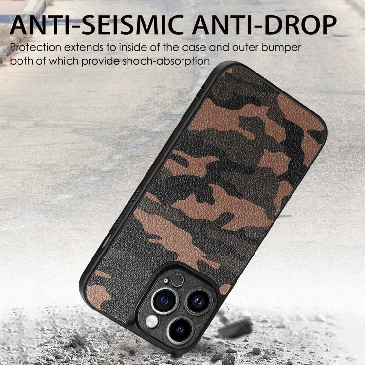 For iPhone 14 Pro Max Camouflage Leather Back Cover Phone Case
