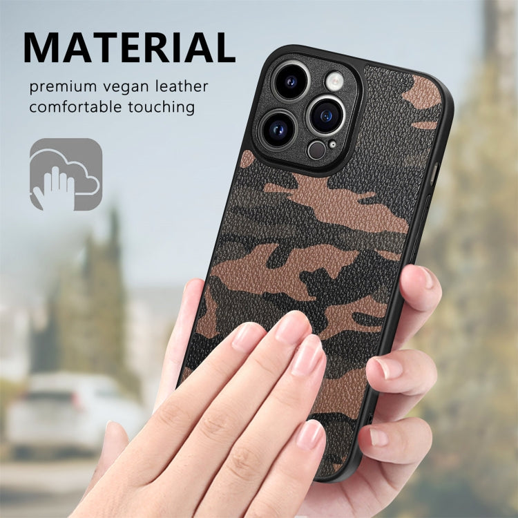For iPhone 14 Pro Max Camouflage Leather Back Cover Phone Case