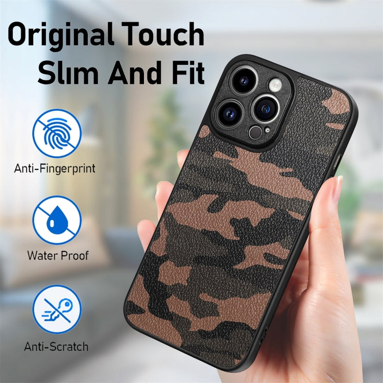 For iPhone 14 Pro Max Camouflage Leather Back Cover Phone Case