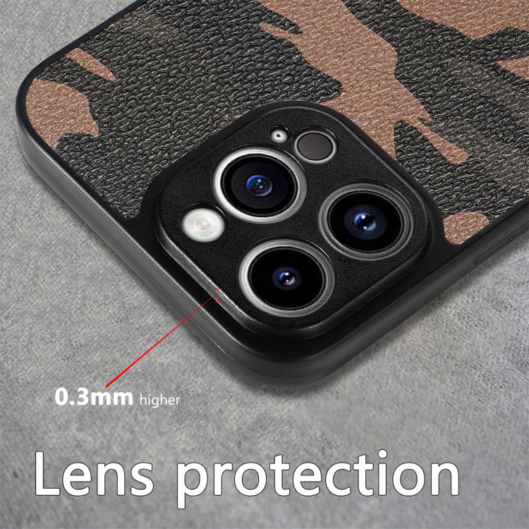 For iPhone 14 Pro Max Camouflage Leather Back Cover Phone Case