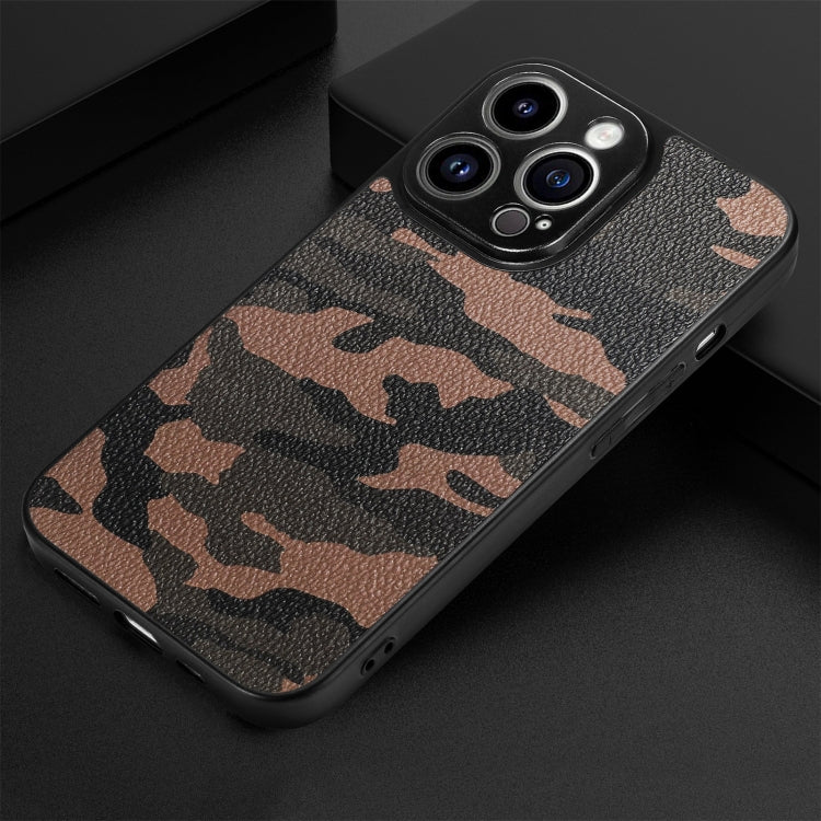 For iPhone 14 Pro Max Camouflage Leather Back Cover Phone Case