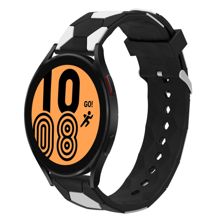 For Samsung Galaxy Watch4 / 4 Classic 20mm Football Style Metal Connector Silicone Watch Band