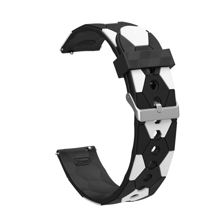 For Samsung Galaxy Watch4 / 4 Classic 20mm Football Style Metal Connector Silicone Watch Band