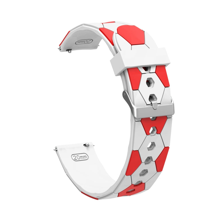 For Samsung Galaxy Watch4 / 4 Classic 20mm Football Style Metal Connector Silicone Watch Band