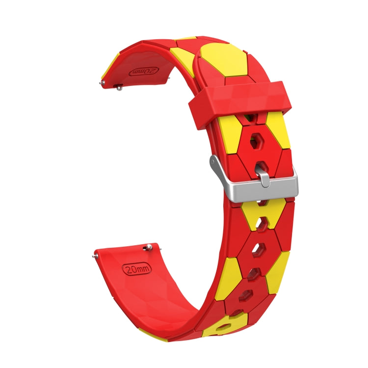 For Samsung Galaxy Watch4 / 4 Classic 20mm Football Style Metal Connector Silicone Watch Band