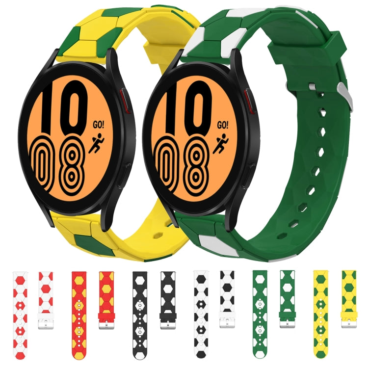 For Samsung Galaxy Watch4 / 4 Classic 20mm Football Style Metal Connector Silicone Watch Band