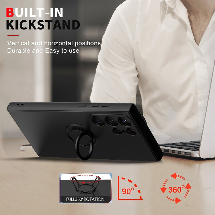 For Samsung Galaxy S23 5G Ring Kickstand TPU Silicone Phone Case