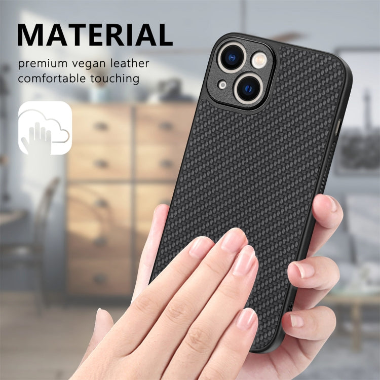 For iPhone 14 Carbon Fiber Texture Leather Back Cover Phone Case