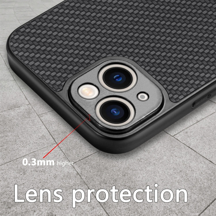 For iPhone 14 Carbon Fiber Texture Leather Back Cover Phone Case