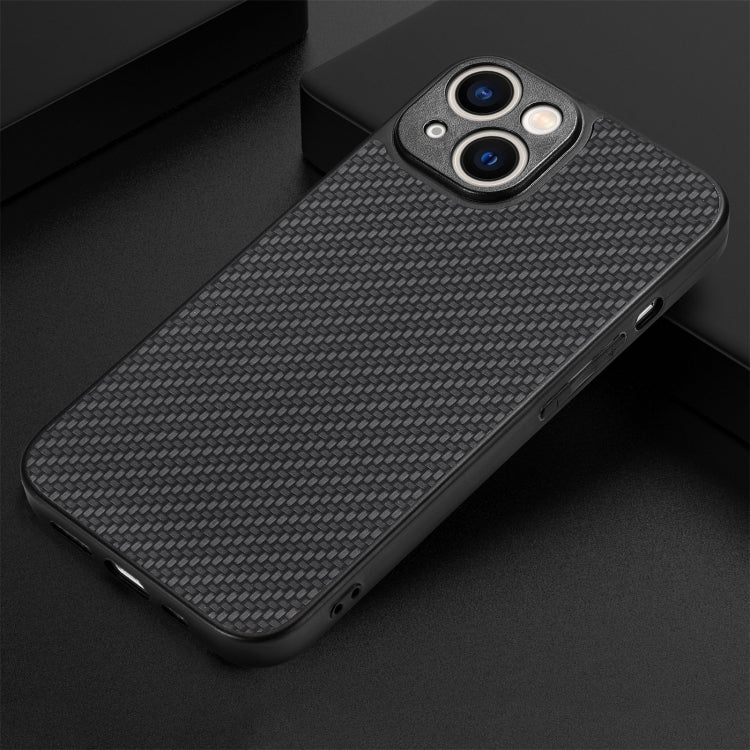 For iPhone 14 Carbon Fiber Texture Leather Back Cover Phone Case