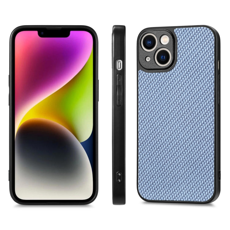 For iPhone 14 Carbon Fiber Texture Leather Back Cover Phone Case