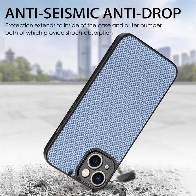 For iPhone 14 Carbon Fiber Texture Leather Back Cover Phone Case