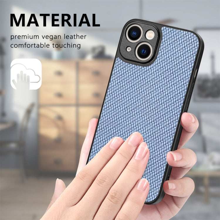 For iPhone 14 Carbon Fiber Texture Leather Back Cover Phone Case
