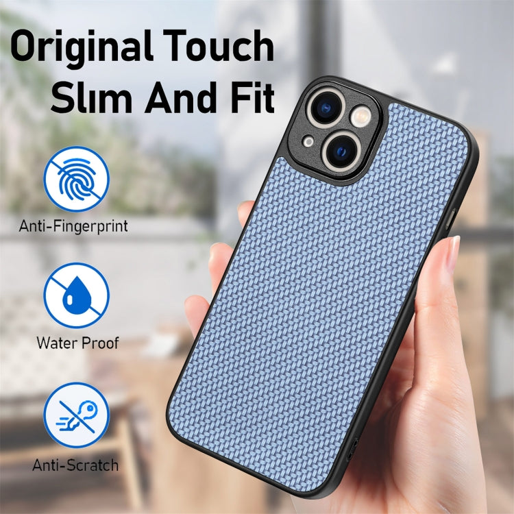 For iPhone 14 Carbon Fiber Texture Leather Back Cover Phone Case
