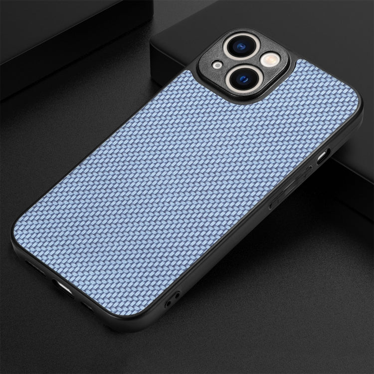 For iPhone 14 Carbon Fiber Texture Leather Back Cover Phone Case