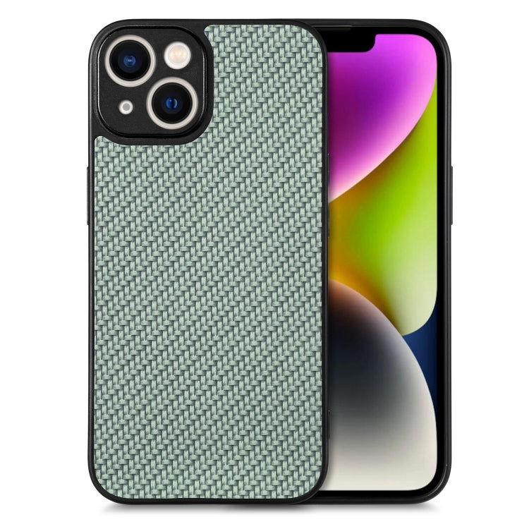 For iPhone 14 Carbon Fiber Texture Leather Back Cover Phone Case