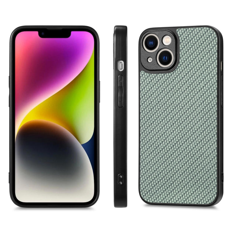 For iPhone 14 Carbon Fiber Texture Leather Back Cover Phone Case