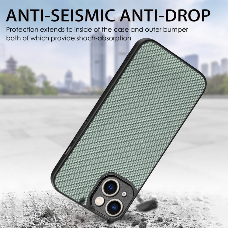 For iPhone 14 Carbon Fiber Texture Leather Back Cover Phone Case
