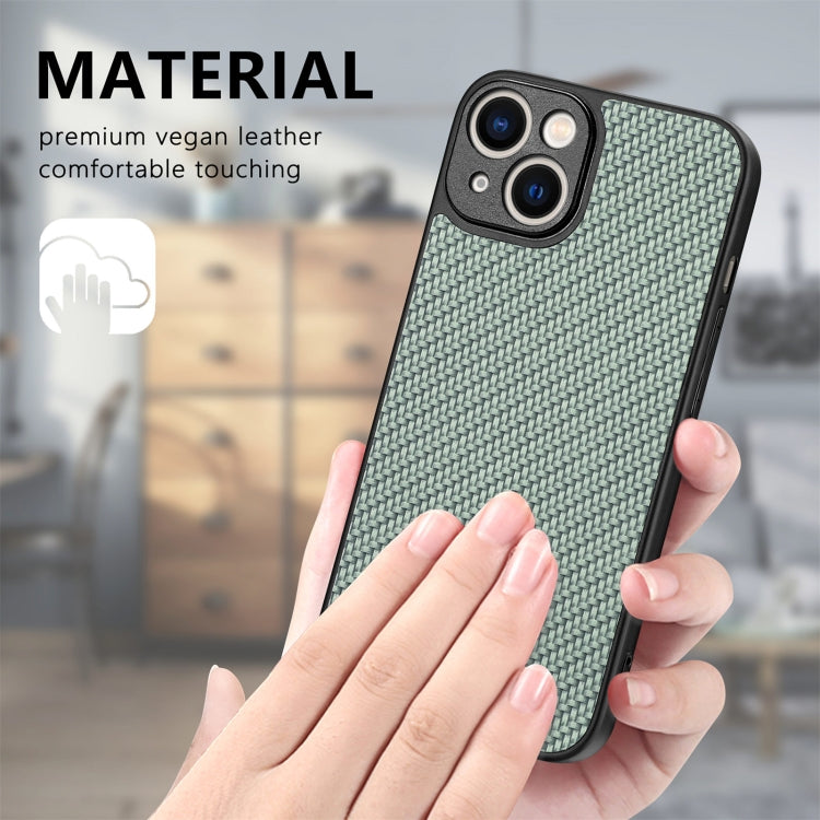 For iPhone 14 Carbon Fiber Texture Leather Back Cover Phone Case