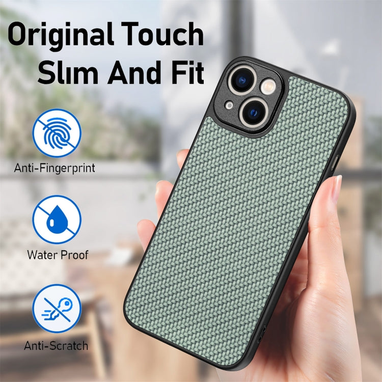 For iPhone 14 Carbon Fiber Texture Leather Back Cover Phone Case