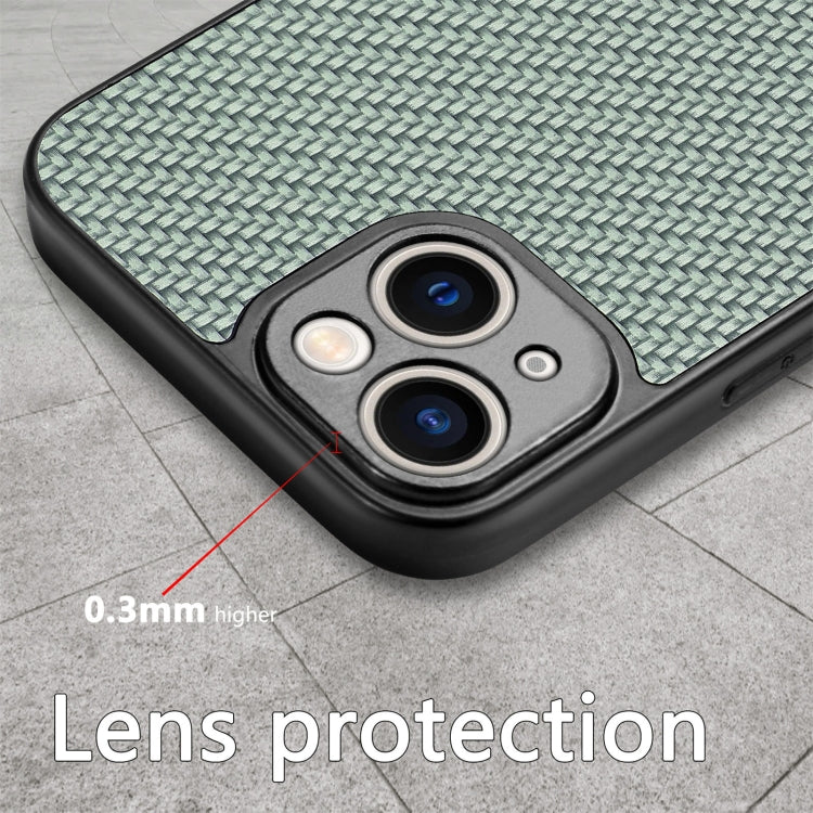 For iPhone 14 Carbon Fiber Texture Leather Back Cover Phone Case