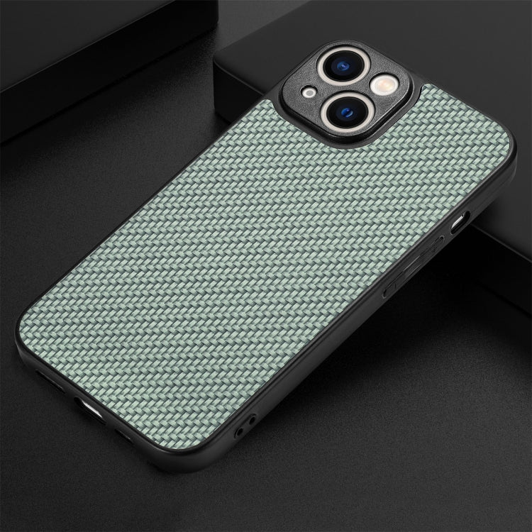For iPhone 14 Carbon Fiber Texture Leather Back Cover Phone Case