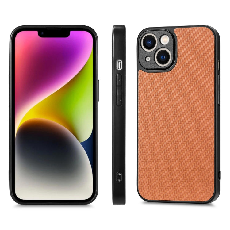 For iPhone 14 Carbon Fiber Texture Leather Back Cover Phone Case