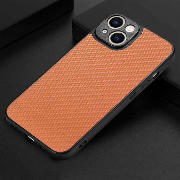 For iPhone 14 Carbon Fiber Texture Leather Back Cover Phone Case