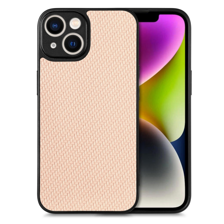 For iPhone 14 Carbon Fiber Texture Leather Back Cover Phone Case