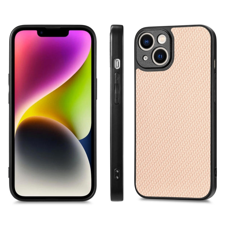 For iPhone 14 Carbon Fiber Texture Leather Back Cover Phone Case