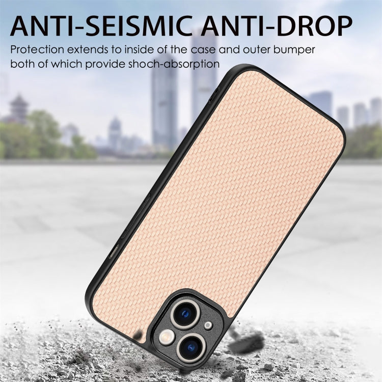 For iPhone 14 Carbon Fiber Texture Leather Back Cover Phone Case