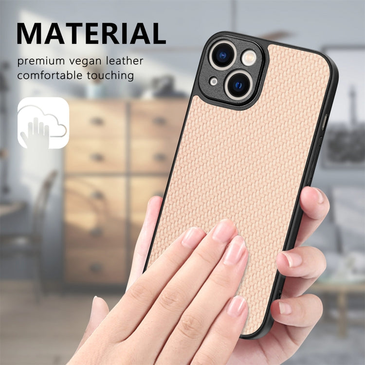 For iPhone 14 Carbon Fiber Texture Leather Back Cover Phone Case