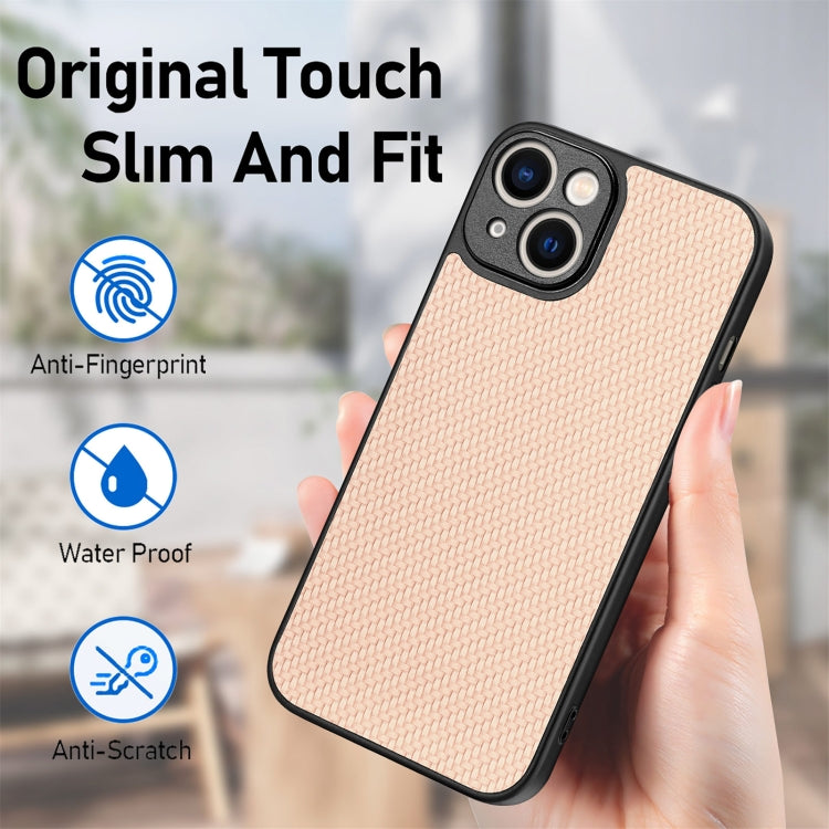 For iPhone 14 Carbon Fiber Texture Leather Back Cover Phone Case