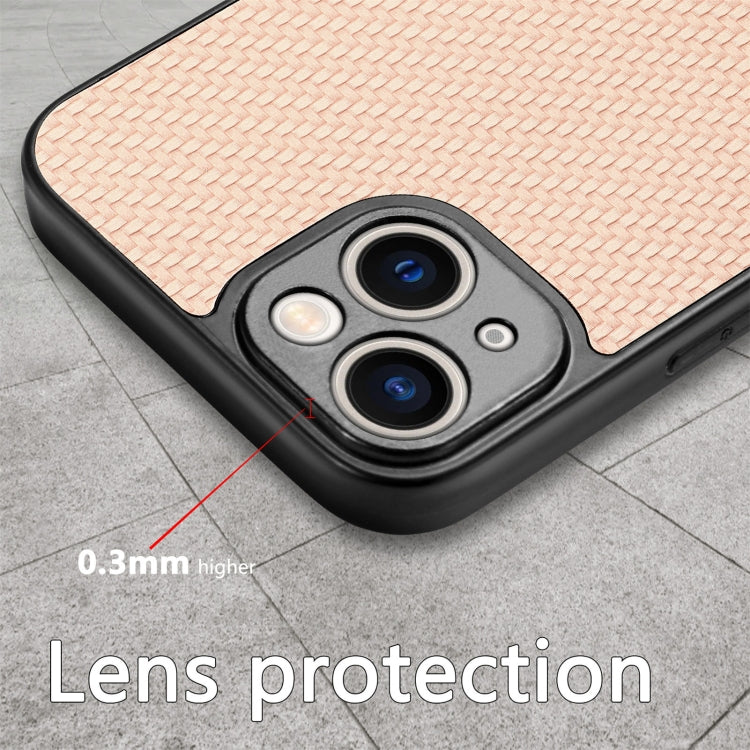 For iPhone 14 Carbon Fiber Texture Leather Back Cover Phone Case