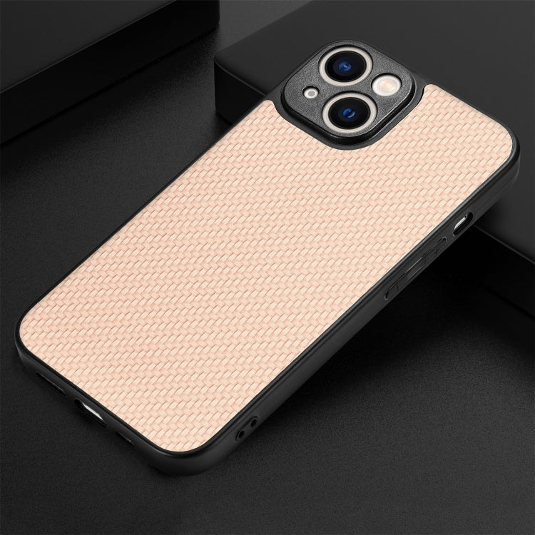 For iPhone 14 Carbon Fiber Texture Leather Back Cover Phone Case
