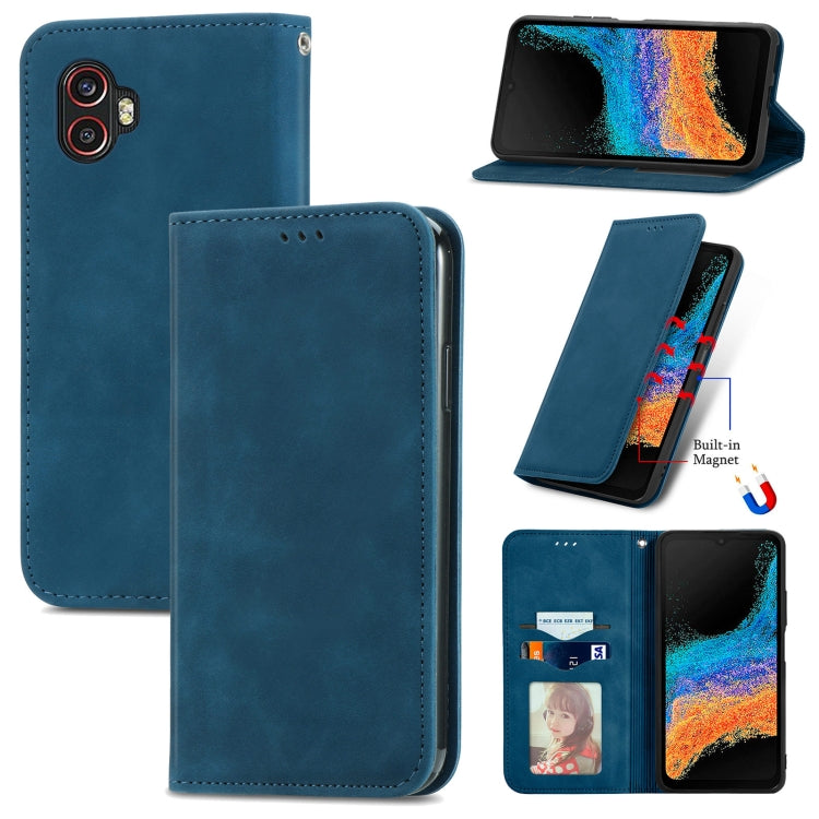 For Samsung Galaxy Xcover6 Pro Retro Skin Feel Magnetic Leather Phone Case