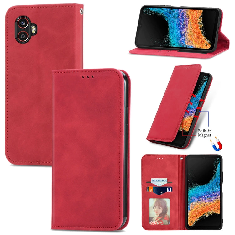 For Samsung Galaxy Xcover6 Pro Retro Skin Feel Magnetic Leather Phone Case