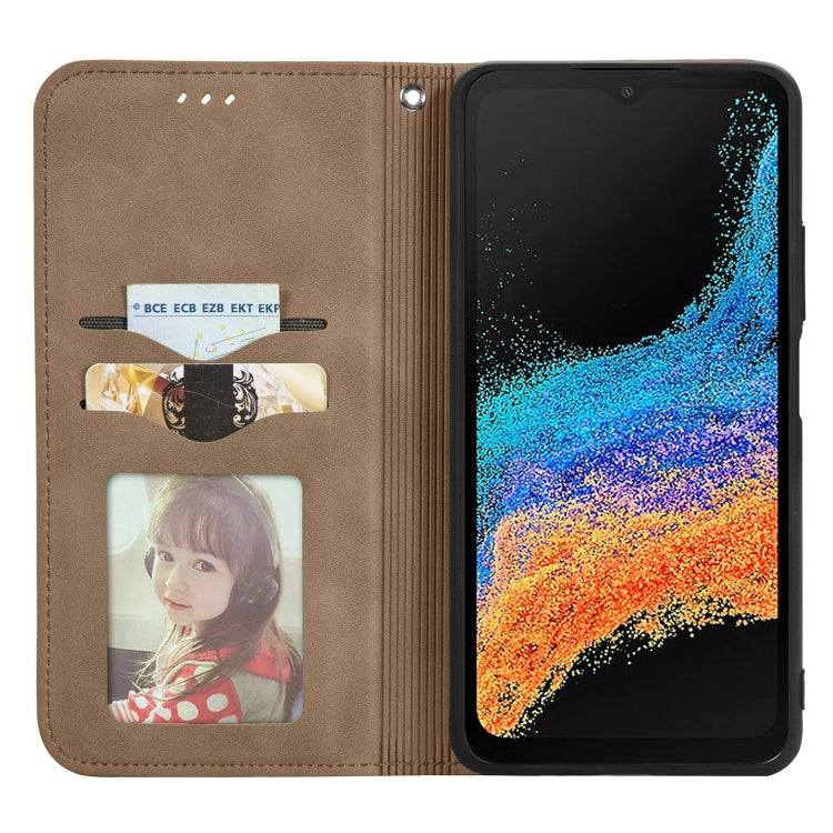 For Samsung Galaxy Xcover6 Pro Retro Skin Feel Magnetic Leather Phone Case