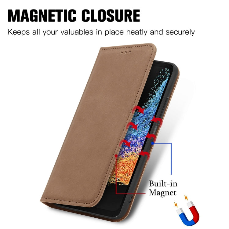 For Samsung Galaxy Xcover6 Pro Retro Skin Feel Magnetic Leather Phone Case