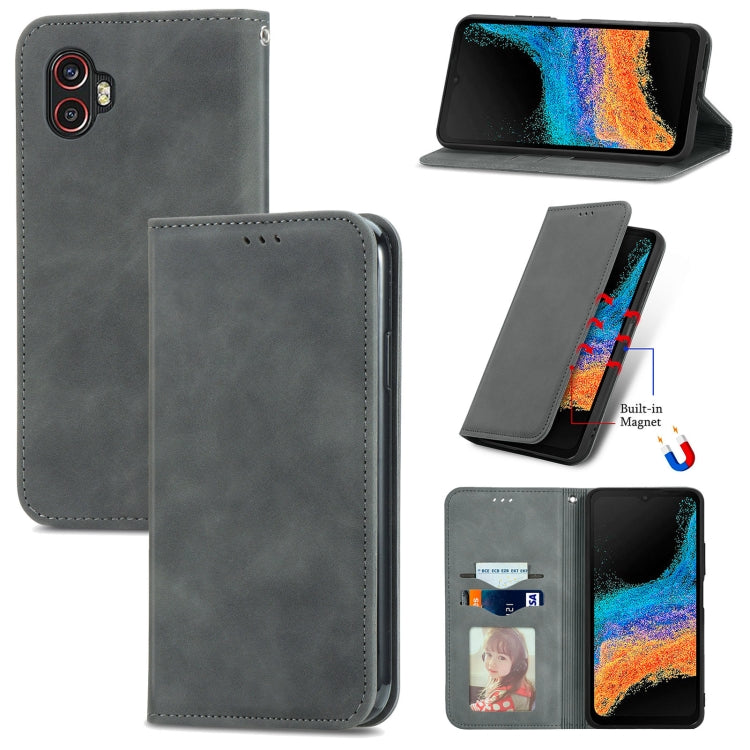 For Samsung Galaxy Xcover6 Pro Retro Skin Feel Magnetic Leather Phone Case