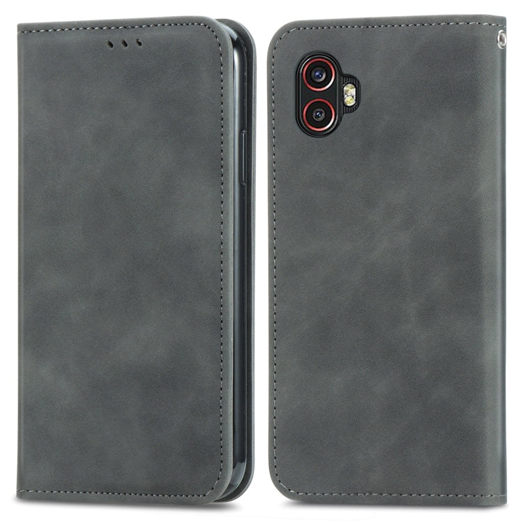 For Samsung Galaxy Xcover6 Pro Retro Skin Feel Magnetic Leather Phone Case