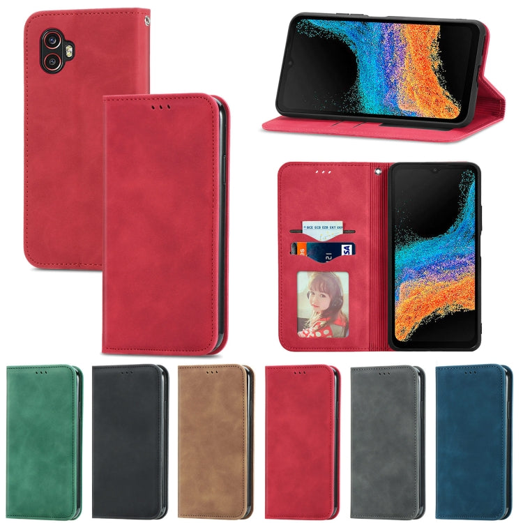 For Samsung Galaxy Xcover6 Pro Retro Skin Feel Magnetic Leather Phone Case