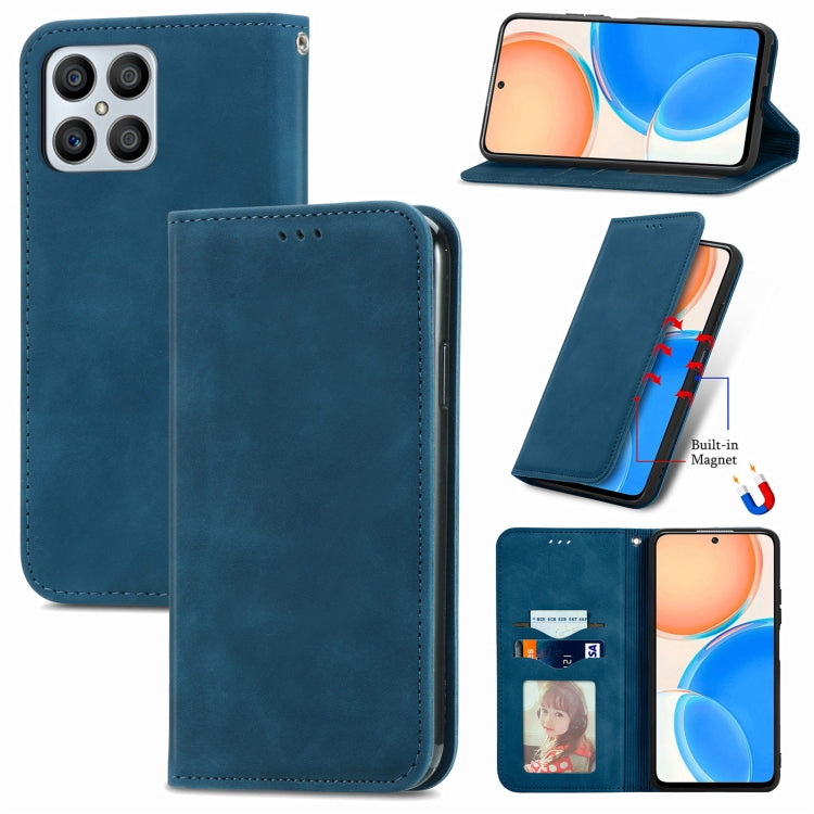 For Honor X8 Retro Skin Feel Magnetic Leather Phone Case