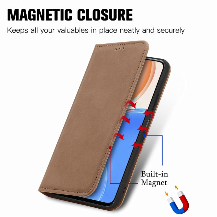 For Honor X8 Retro Skin Feel Magnetic Leather Phone Case