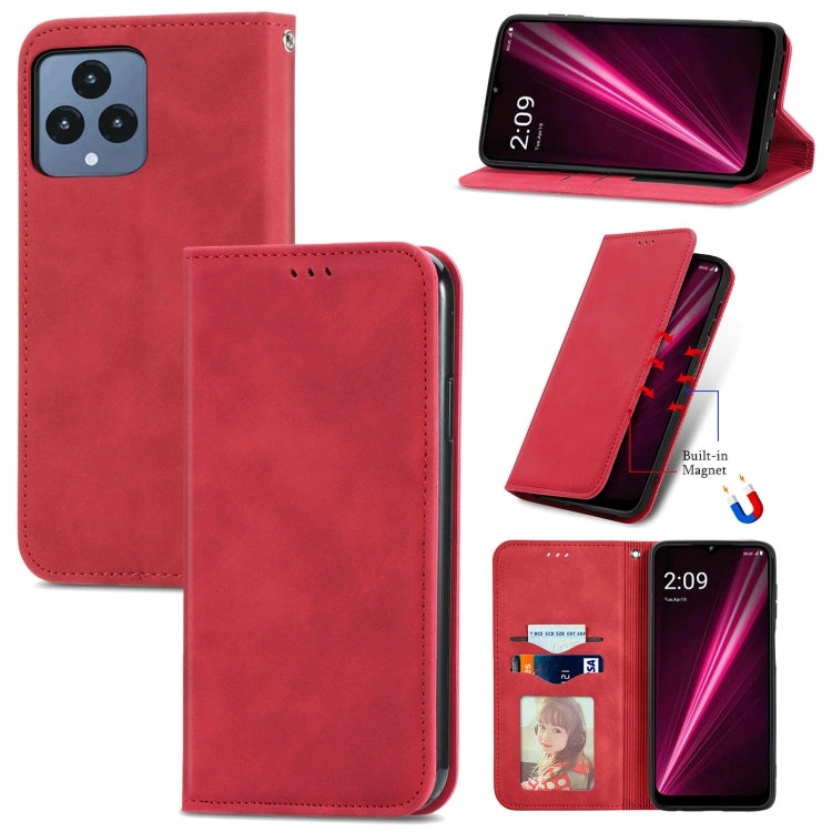 For T-Mobile Revvl 6 5G Retro Skin Feel Magnetic Leather Phone Case
