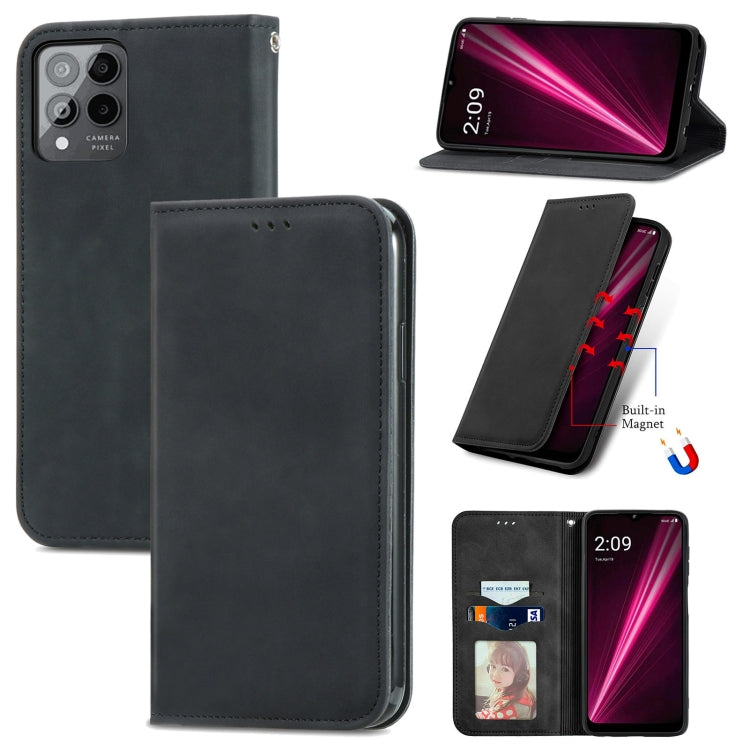 For T-Mobile Revvl 6 Pro 5G Retro Skin Feel Magnetic Leather Phone Case