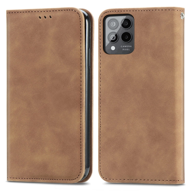 For T-Mobile Revvl 6 Pro 5G Retro Skin Feel Magnetic Leather Phone Case