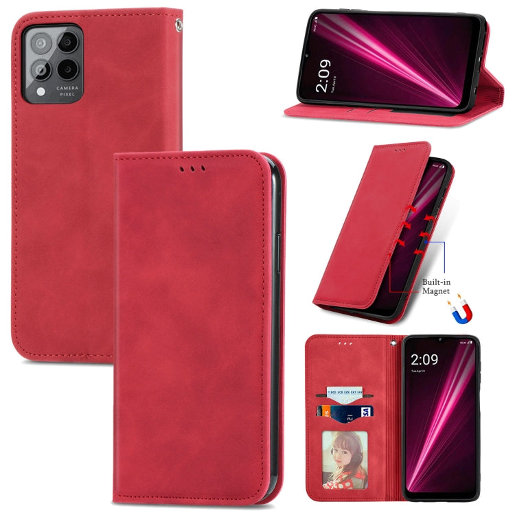 For T-Mobile Revvl 6 Pro 5G Retro Skin Feel Magnetic Leather Phone Case